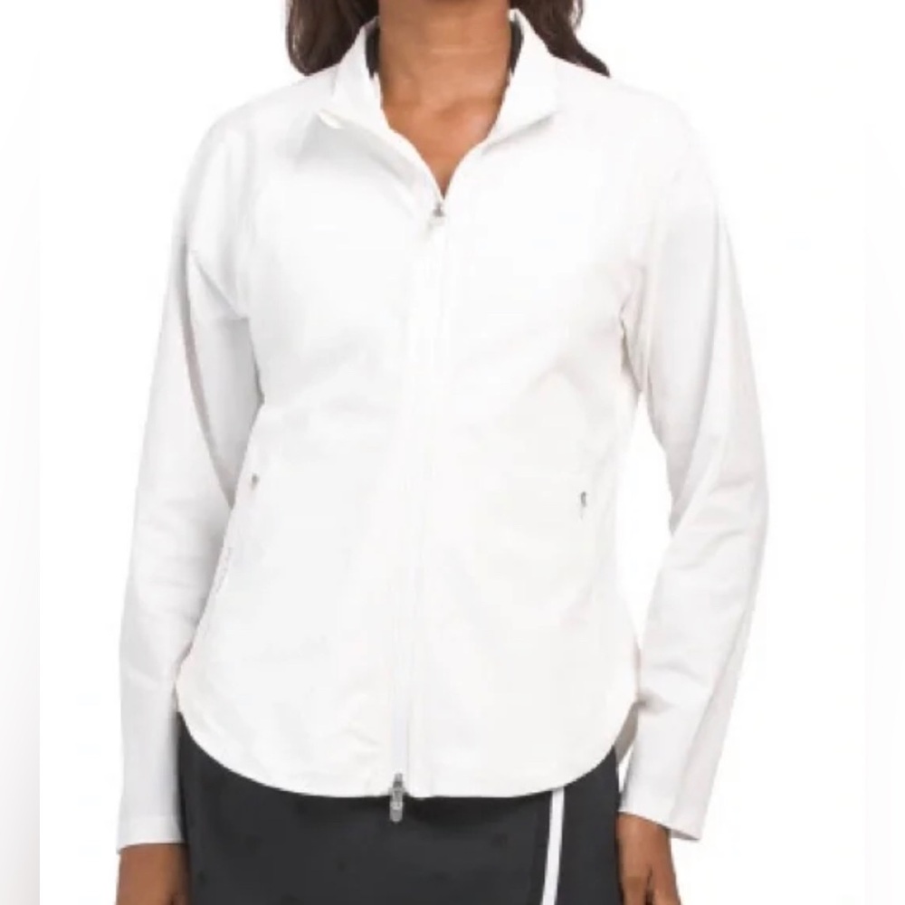 New Women’s Peter Millar Jameson Lightweight Stretch Full Zip Jacket White,Small